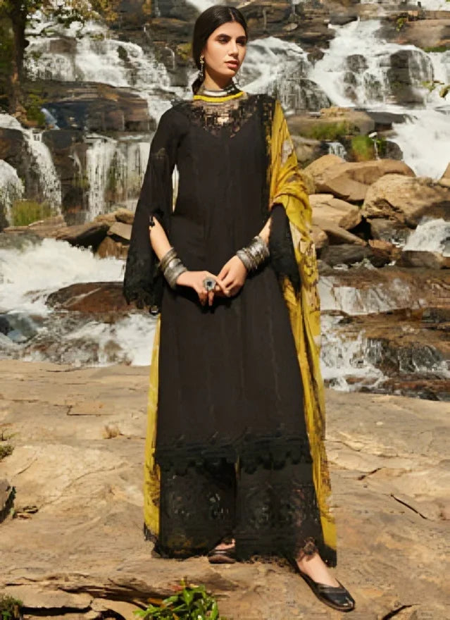 Raaz Black Embroidered Dress  – 3PC Lace Set