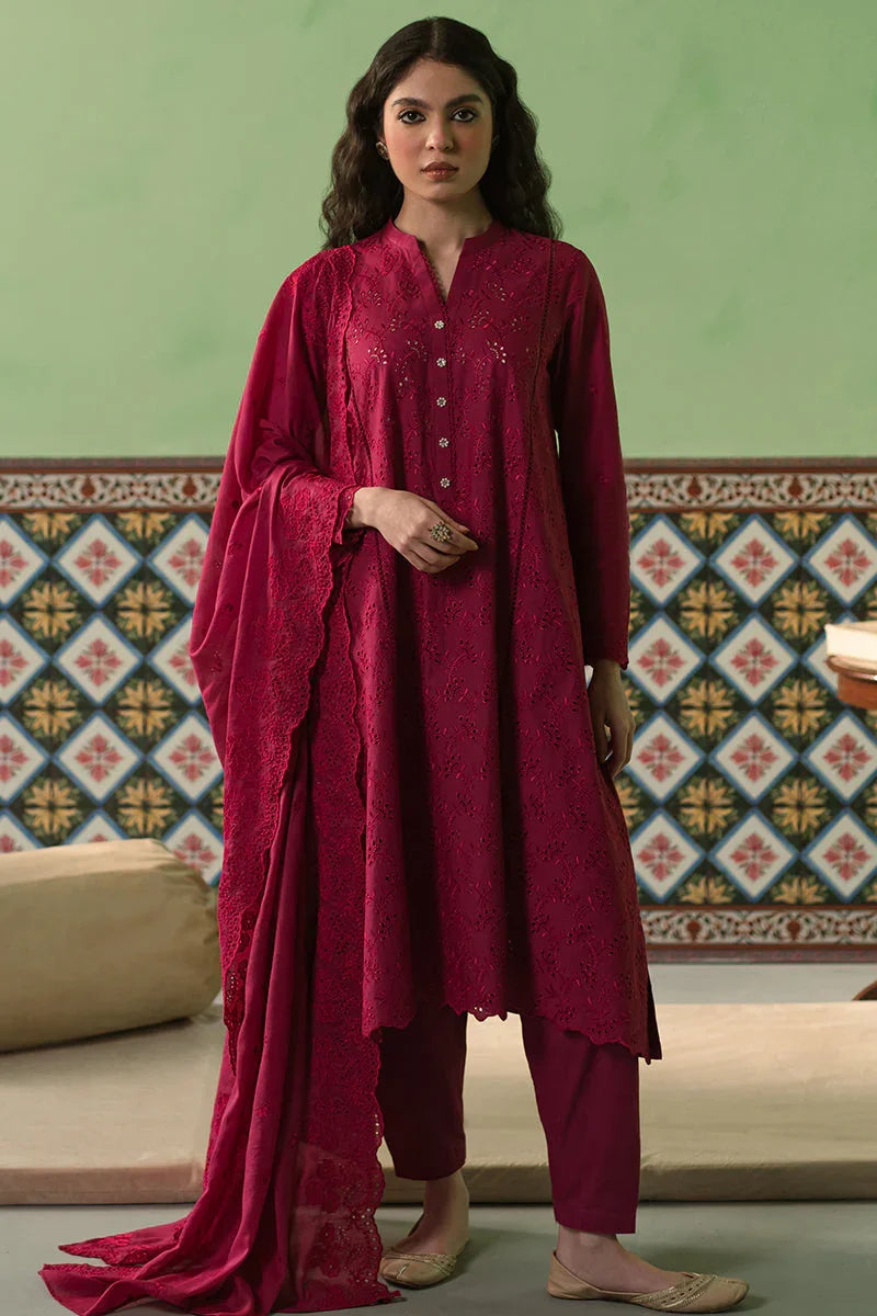 Raaz Cerise Loft Lawn Suit – 3PC Pink Chikankari Edition
