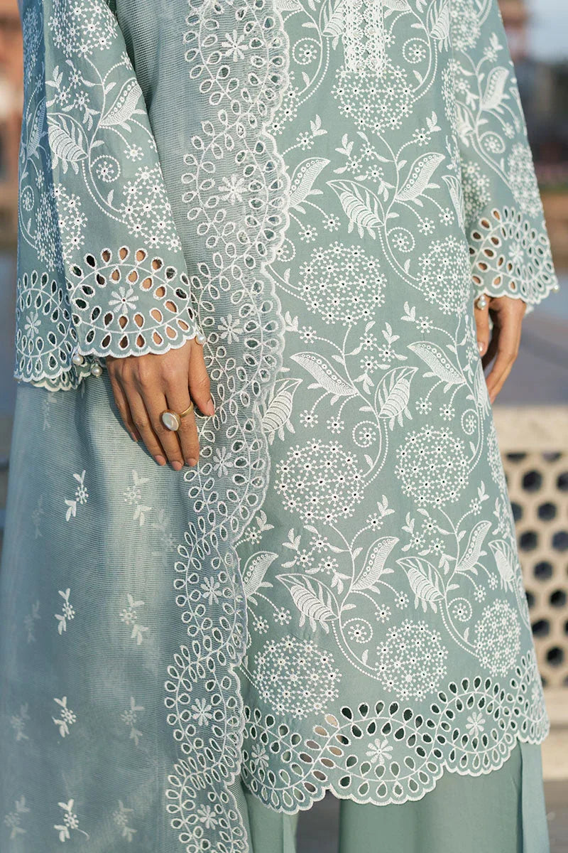 Raaz Ocean Spruce Lawn Suit – 3PC Chikankari Green Set