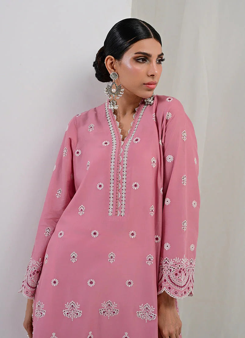 Raaz Peach Embroidered Kurti – Pure Cotton | Spring '25