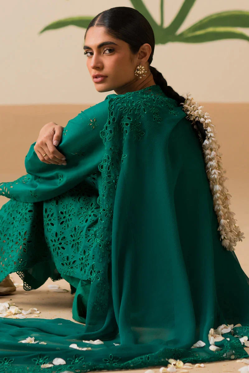 Raaz Pine Forest Lawn Suit – 3PC Chikankari Green Set