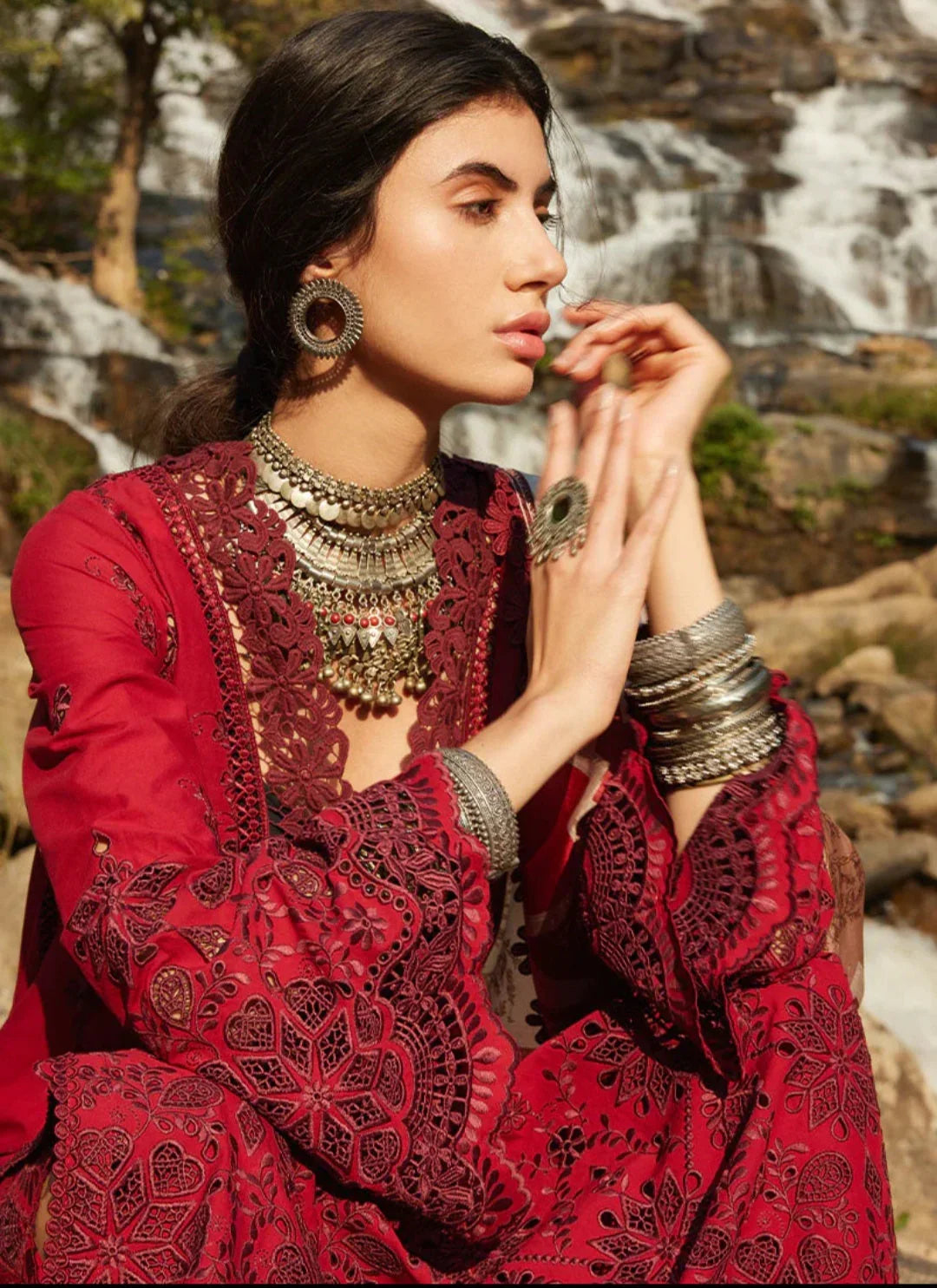 Dahlia Red Embroidered Lawn Suit – RAAZ 3PC Unstitched Summer Festive