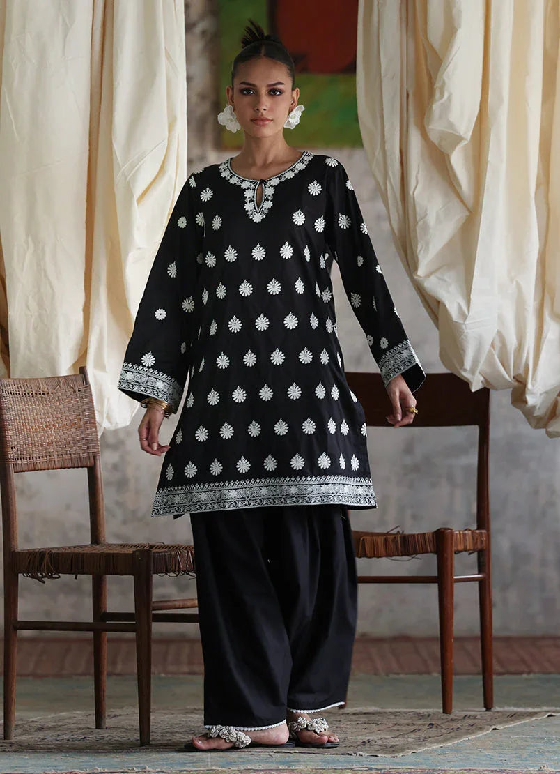 Raaz Black Chikankari Co-Ord Set – 2PC Cotton Stitched Suit