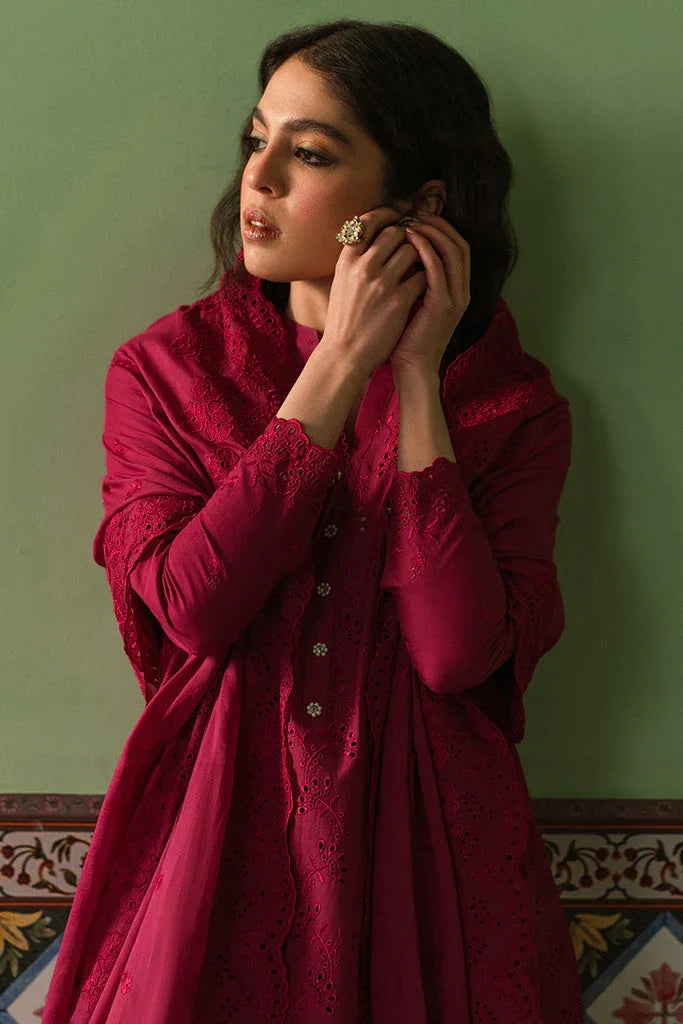 Raaz Cerise Loft Lawn Suit – 3PC Pink Chikankari Edition