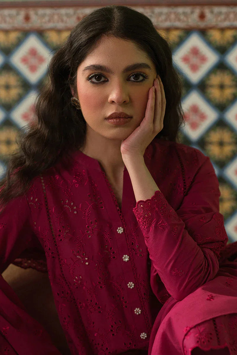 Raaz Cerise Loft Lawn Suit – 3PC Pink Chikankari Edition