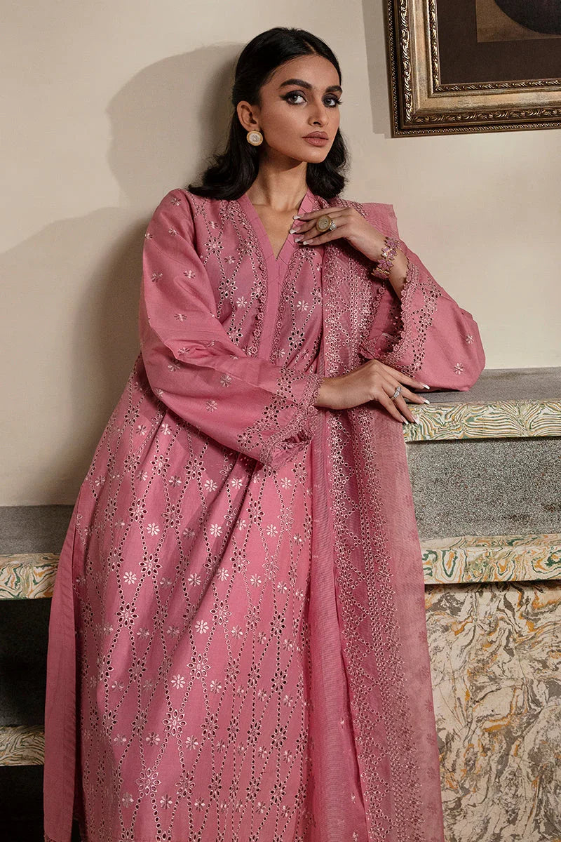 Raaz Coral Bouquet Lawn Suit – 3PC Chikankari Pink Set