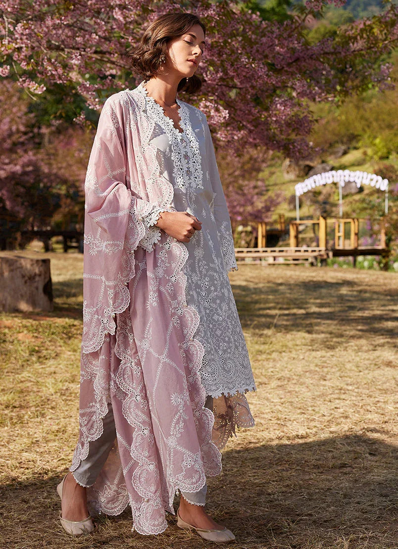 Grey & Tea Pink Lawn Suit – RAAZ 3PC Embroidered Unstitched