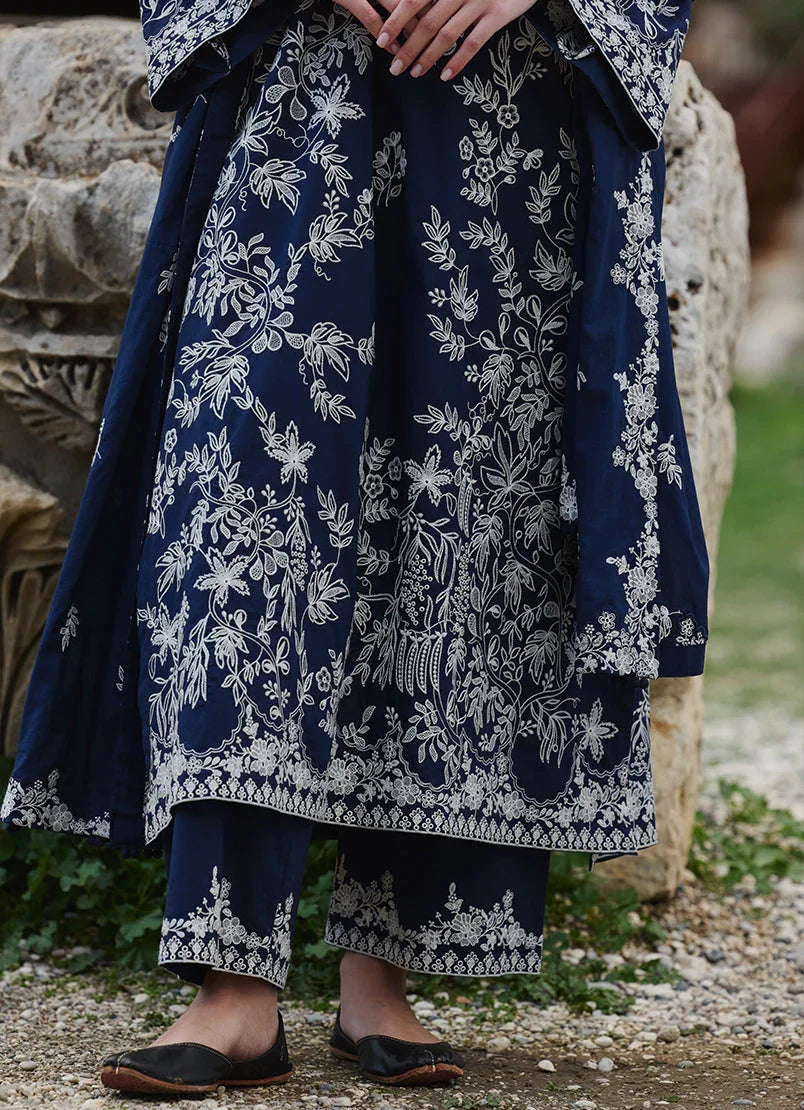 Buy Navy Blue Embroidered Unstitched Lawn Suit