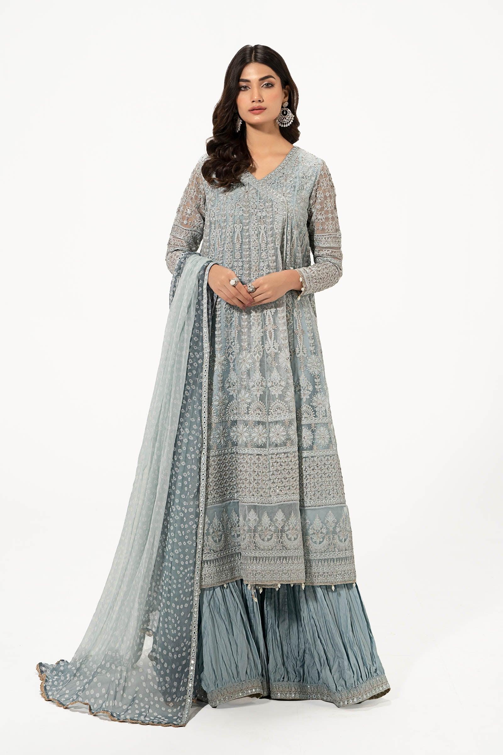 Raaz Ice Blue Formal 3PC Suit – Embroidered Angrakha Set