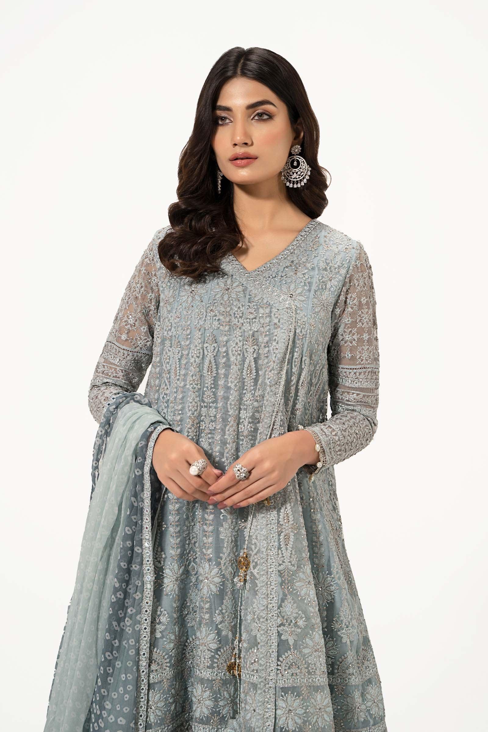 Raaz Ice Blue Formal 3PC Suit – Embroidered Angrakha Set