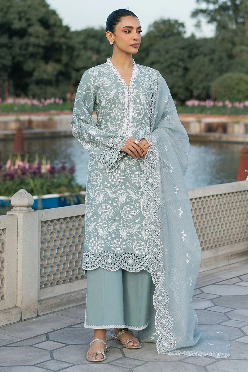Raaz Ocean Spruce Lawn Suit – 3PC Chikankari Green Set