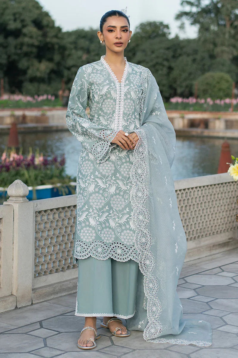 Raaz Ocean Spruce Lawn Suit – 3PC Chikankari Green Set