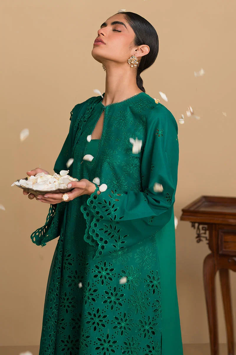 Raaz Pine Forest Lawn Suit – 3PC Chikankari Green Set