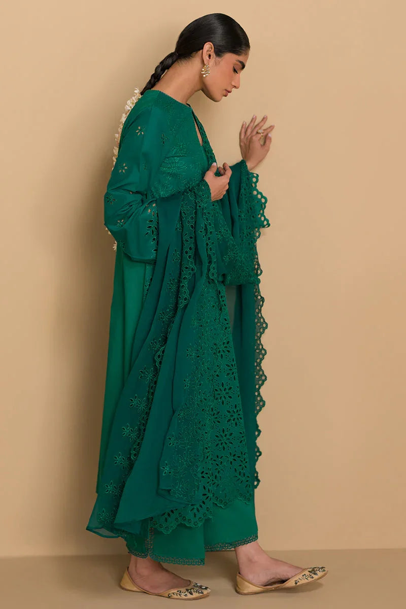 Raaz Pine Forest Lawn Suit – 3PC Chikankari Green Set