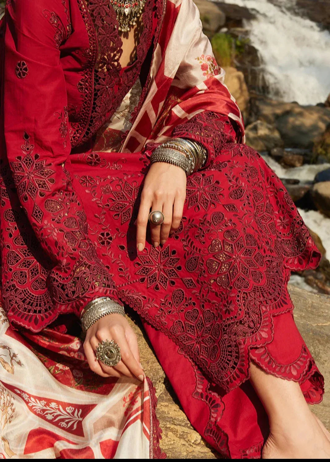 Dahlia Red Embroidered Lawn Suit – RAAZ 3PC Unstitched Summer Festive