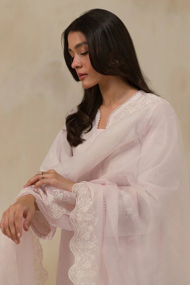 Raaz Pale Lilac Lawn Suit – 3PC Chikankari Cross Stitch Look
